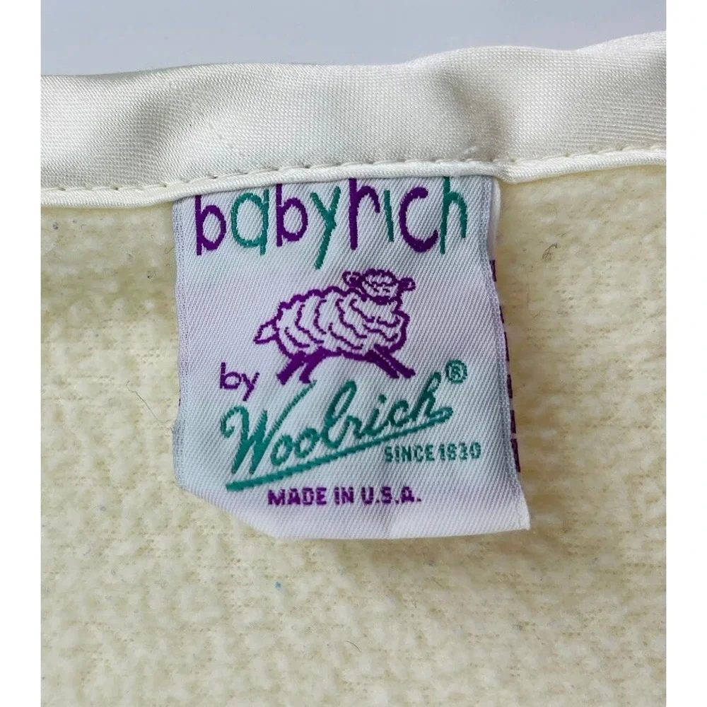 Vintage Woolrich BabyRich Satin Trim Fleece Baby Blanket Noah's Ark